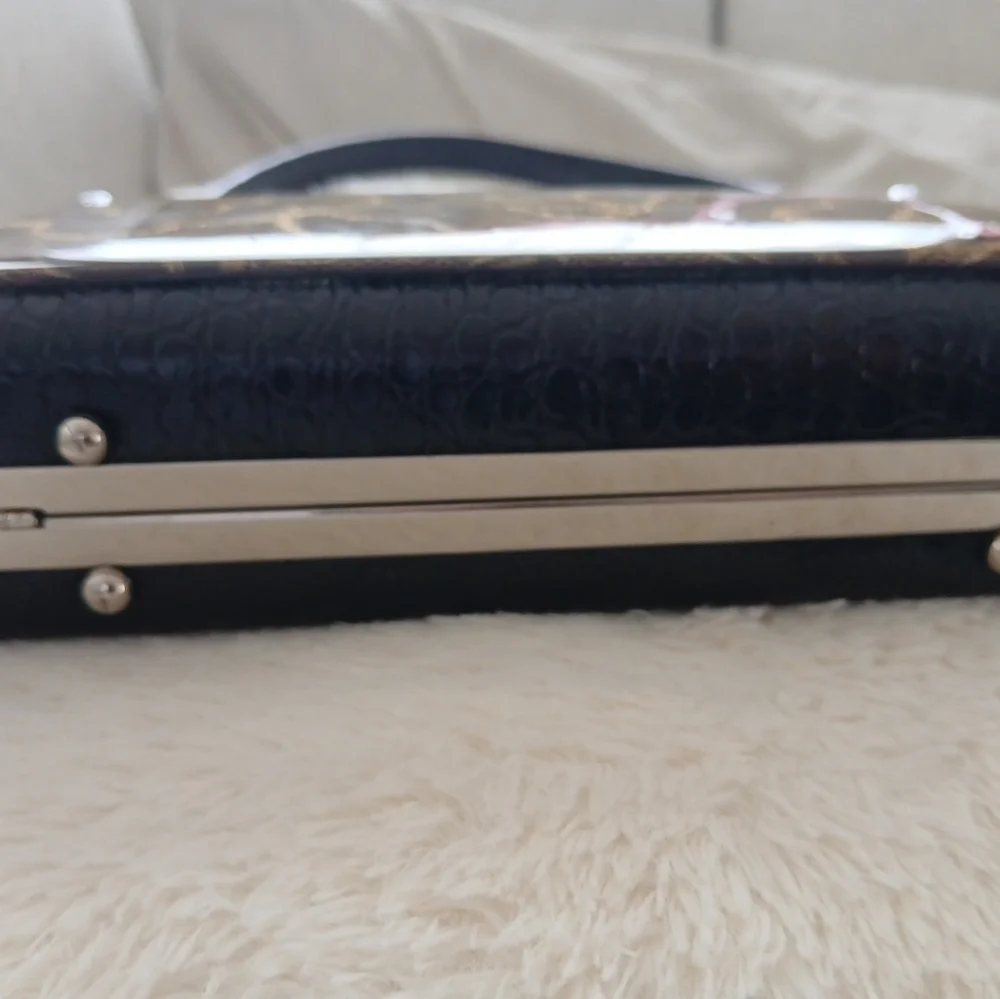 Debbie Brooks Black Silver Gem Clasp Handbag Cheetah Shoe Floral Crystals. FL - Picture 6 of 12